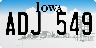 IA license plate ADJ549