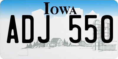 IA license plate ADJ550