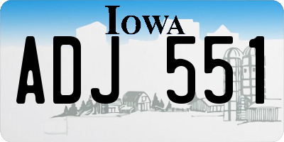 IA license plate ADJ551