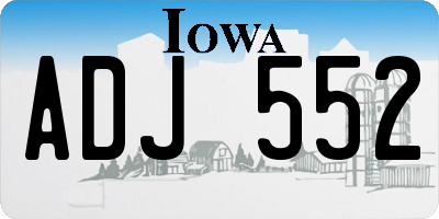 IA license plate ADJ552