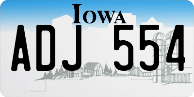 IA license plate ADJ554