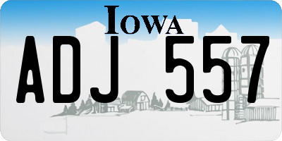 IA license plate ADJ557
