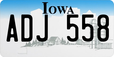 IA license plate ADJ558