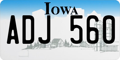 IA license plate ADJ560