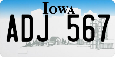 IA license plate ADJ567