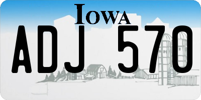 IA license plate ADJ570