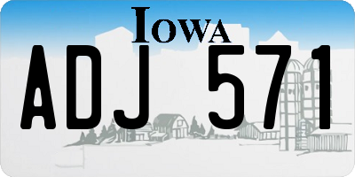 IA license plate ADJ571
