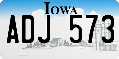 IA license plate ADJ573