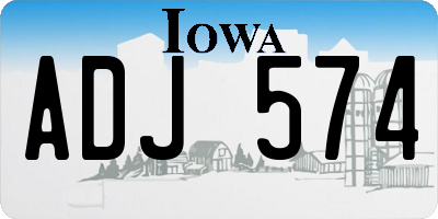 IA license plate ADJ574