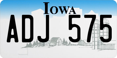 IA license plate ADJ575