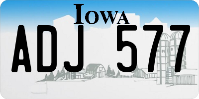 IA license plate ADJ577