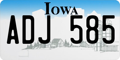 IA license plate ADJ585
