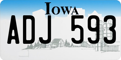 IA license plate ADJ593
