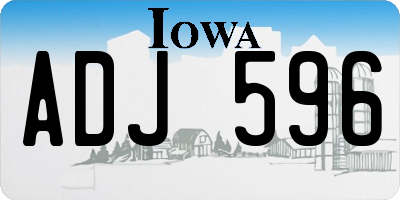 IA license plate ADJ596