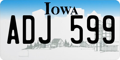 IA license plate ADJ599