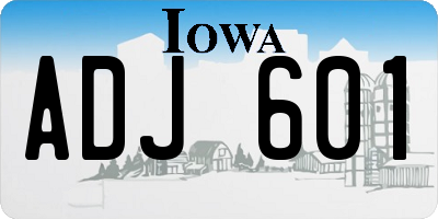 IA license plate ADJ601