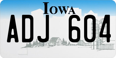 IA license plate ADJ604