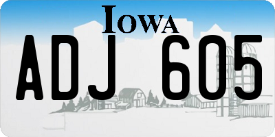 IA license plate ADJ605