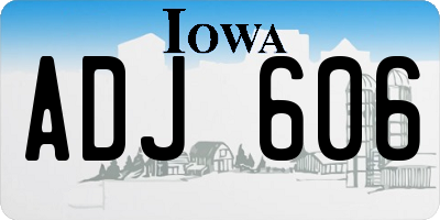 IA license plate ADJ606