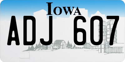 IA license plate ADJ607