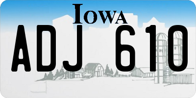 IA license plate ADJ610