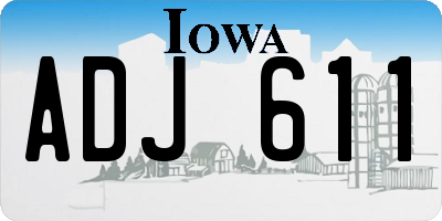 IA license plate ADJ611