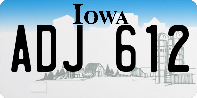 IA license plate ADJ612