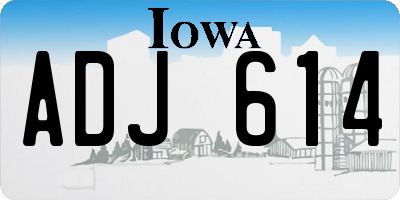 IA license plate ADJ614