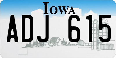 IA license plate ADJ615