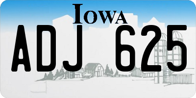 IA license plate ADJ625