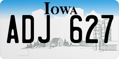 IA license plate ADJ627
