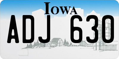 IA license plate ADJ630