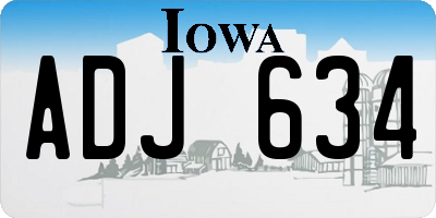 IA license plate ADJ634