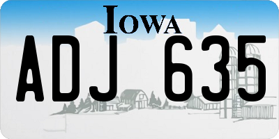 IA license plate ADJ635