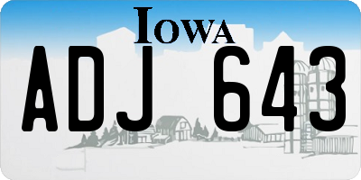IA license plate ADJ643