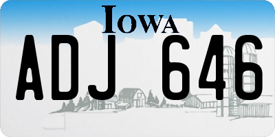 IA license plate ADJ646