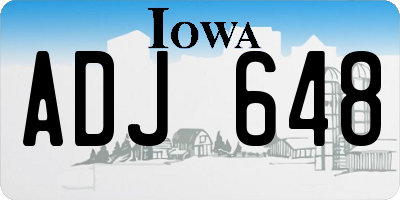 IA license plate ADJ648