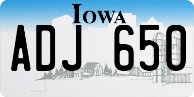 IA license plate ADJ650