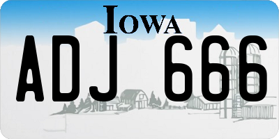 IA license plate ADJ666