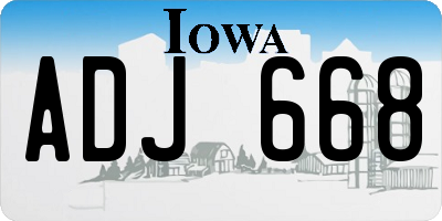 IA license plate ADJ668