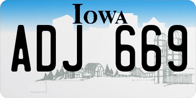 IA license plate ADJ669
