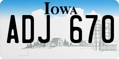 IA license plate ADJ670