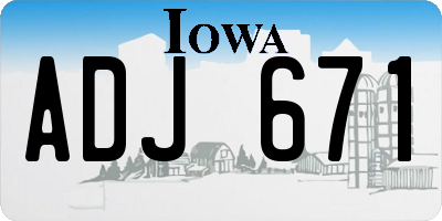 IA license plate ADJ671