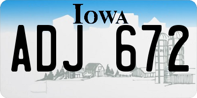 IA license plate ADJ672
