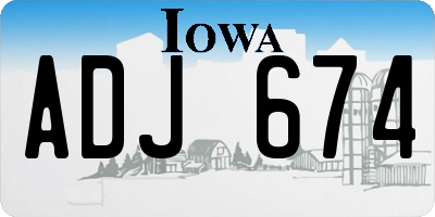 IA license plate ADJ674