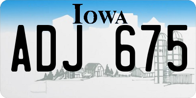 IA license plate ADJ675