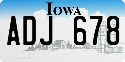 IA license plate ADJ678
