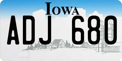 IA license plate ADJ680