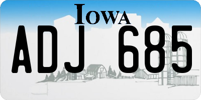 IA license plate ADJ685
