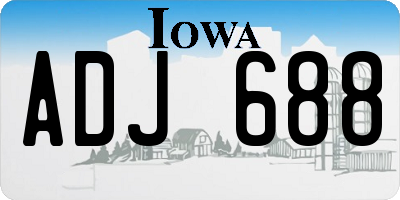 IA license plate ADJ688
